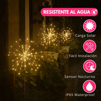 Luz Solar Exterior Decorativa Jardín Efecto Fuegos Artificiales