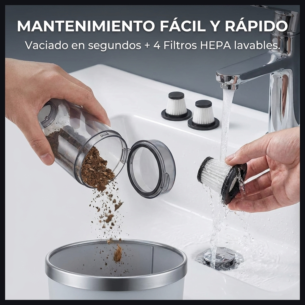 Aspiradora Inalámbrica Portátil Auto 120W Recargable