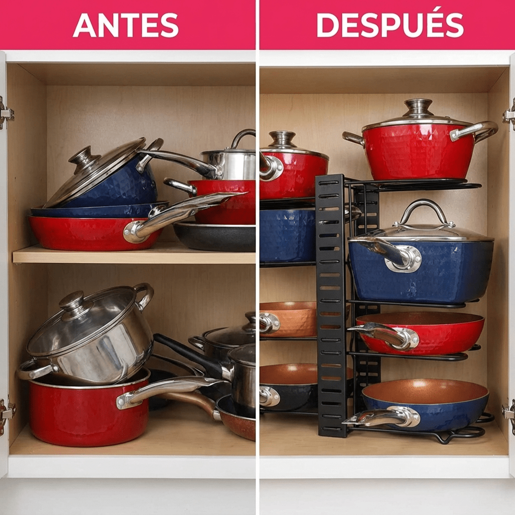 Organizador de Ollas y Sartenes 8 Niveles Ajustable - Muy Moderna Uruguay
