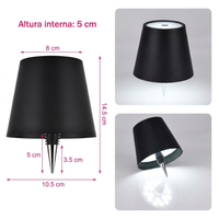 Lámpara Luz LED para Botella Recargable Táctil 3 Modos