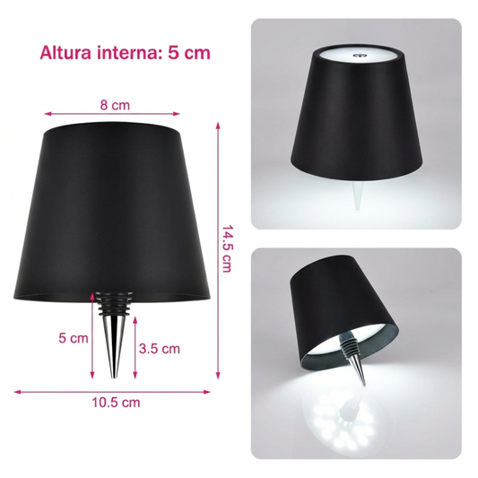Lámpara Luz LED para Botella Recargable Táctil 3 Modos
