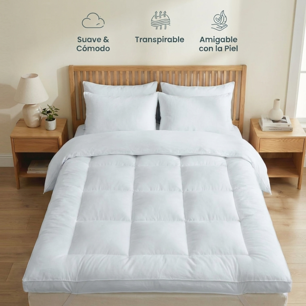 Cubre Colchón Topper Pillow 2 Plazas 150x200cm 10cm Extra Confort