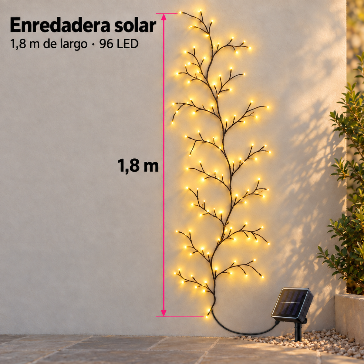 Enredadera Solar 96 LED para Pared y Balcón - Ecoinnova