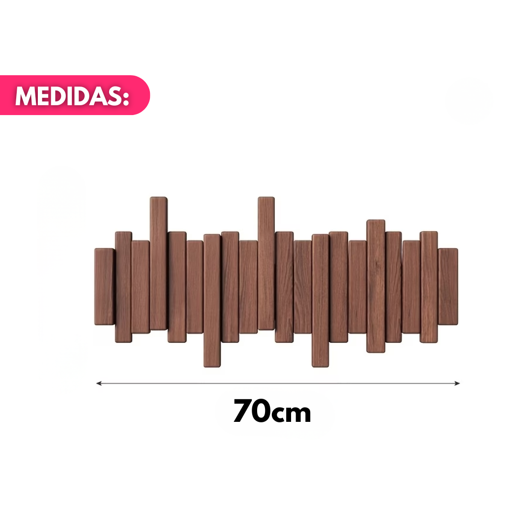 Perchero de Pared Plegable Rústico de Madera – 70 cm