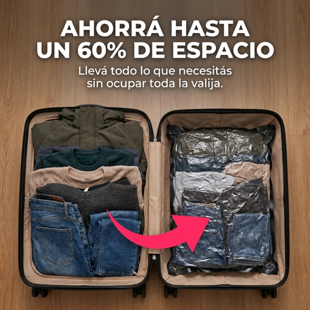 Bolsa de Vacío para Ropa de Viaje 20L con Bomba Integrada Recargable para Valija