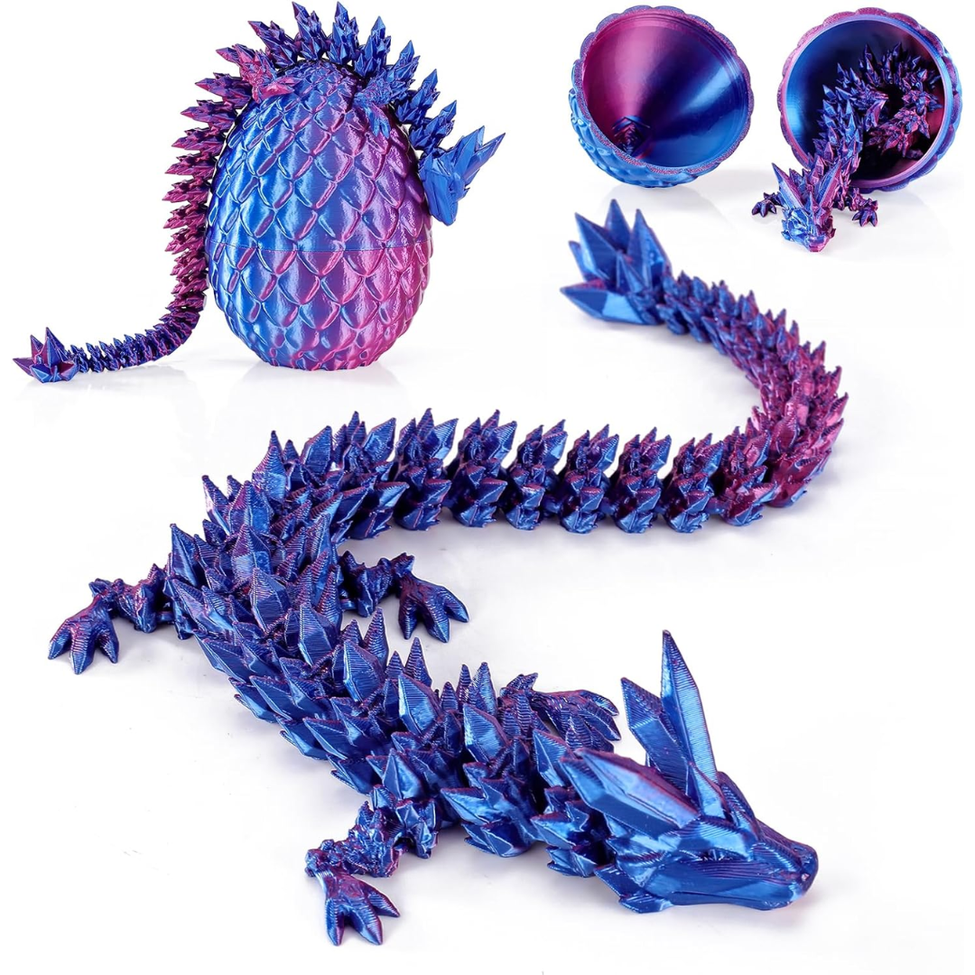 Set Coleccionable de 4 Dragones Articulados Impresos en 3D con Huevo