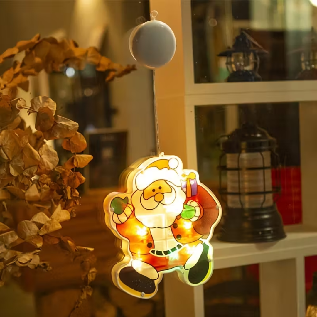 Set 3 Adornos Navideños de Ventana con Luz LED