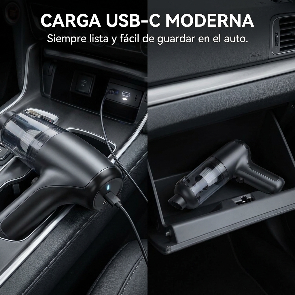 Aspiradora Inalámbrica Portátil Auto 120W Recargable