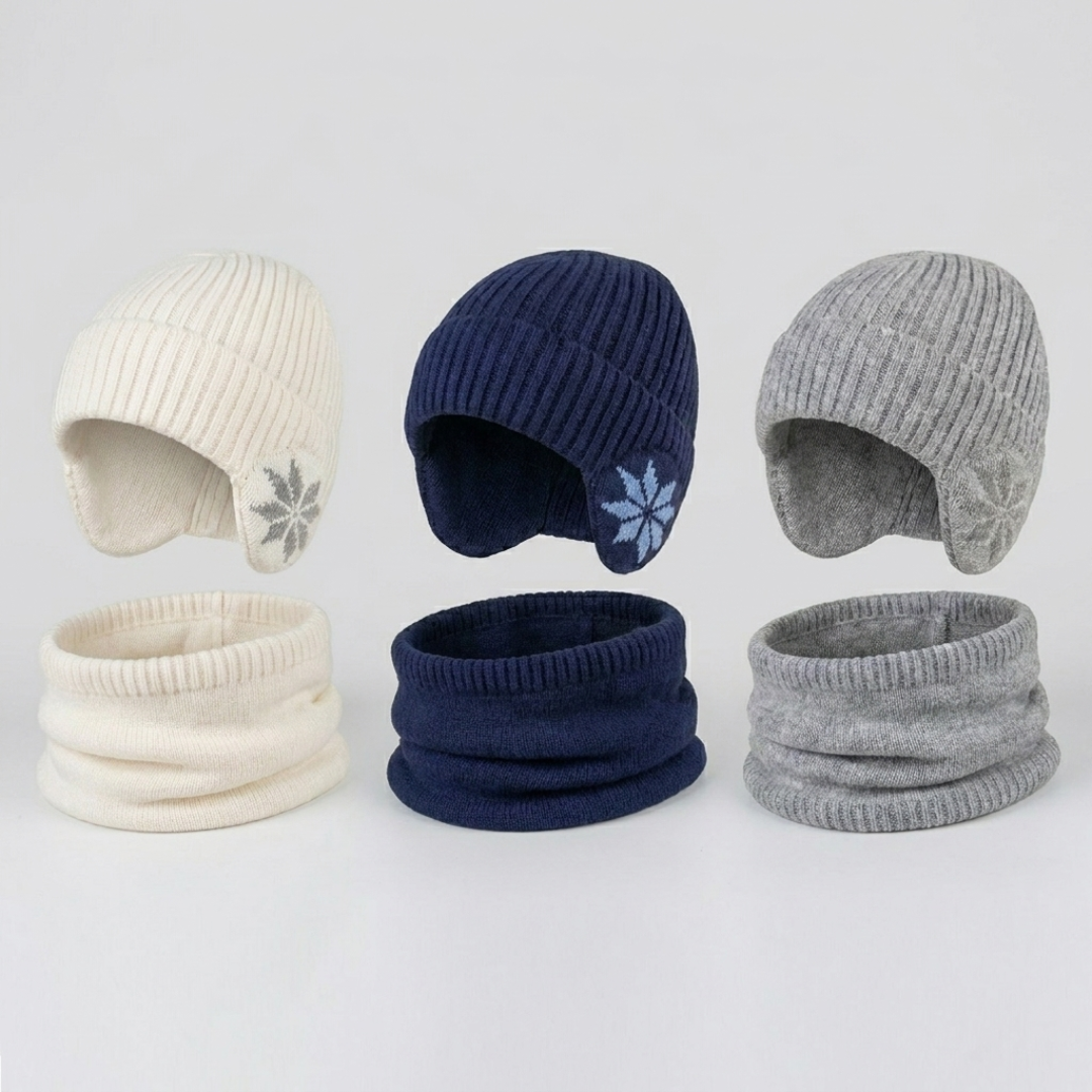 Gorro con Orejeras y Cuello Bufanda Set Tejido