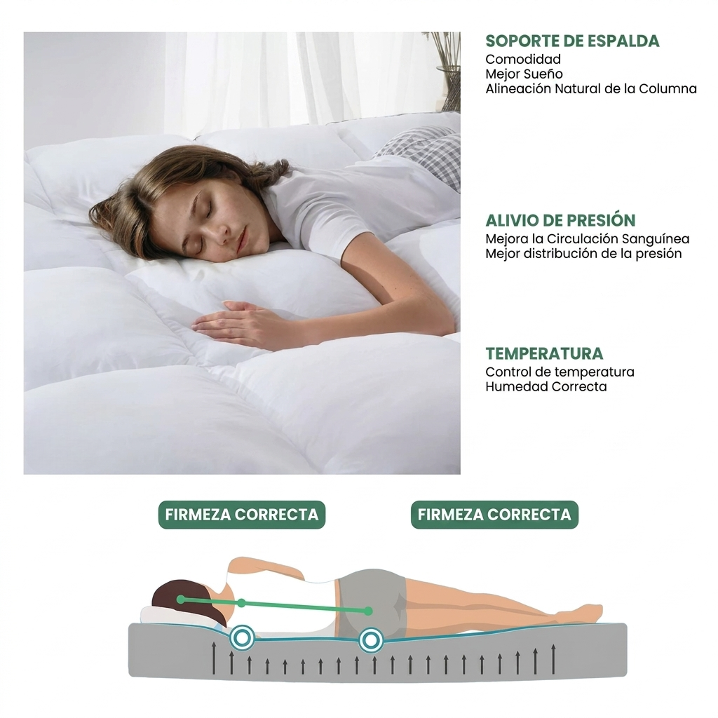 Cubre Colchón Topper Pillow 2 Plazas 150x200cm 10cm Extra Confort