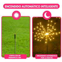 Luz Solar Exterior Decorativa Jardín Efecto Fuegos Artificiales