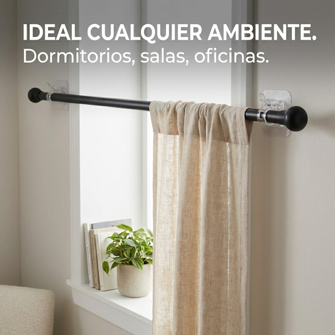 Soportes Adhesivos para Barra de Cortina x8 Sin Perforar