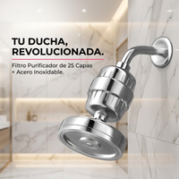 Cabezal Ducha Filtro Purificador 25 Capas Acero Inoxidable