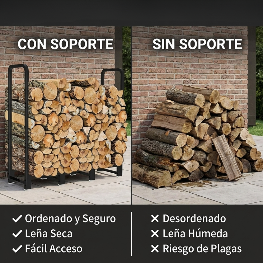 Leñero Organizador de Leña para Hogar y Patio
