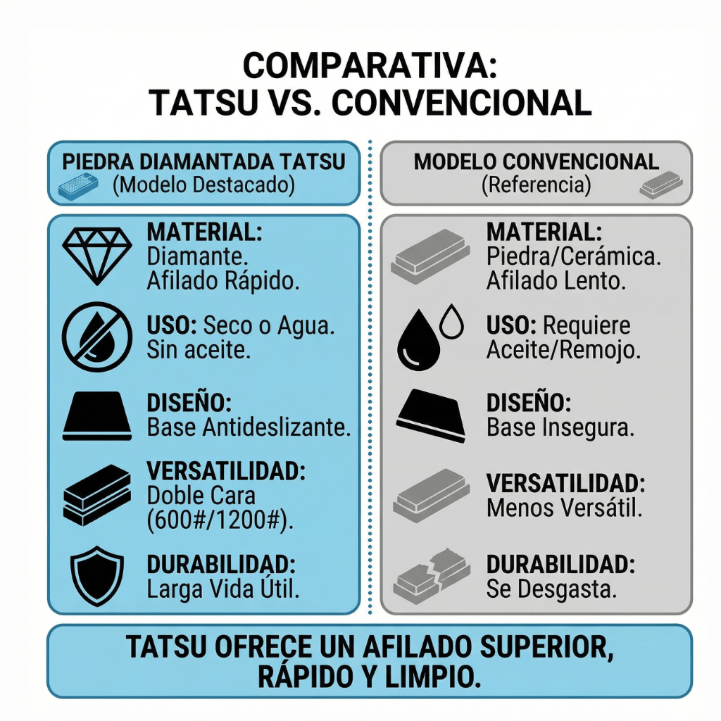 Piedra De Afilar Diamantada Doble Cara Para Cuchillos TATSU - Muy Moderna Uruguay