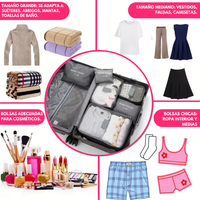 Set de 6 Bolsas Organizadoras  Grises para Valija Varios Tamaños