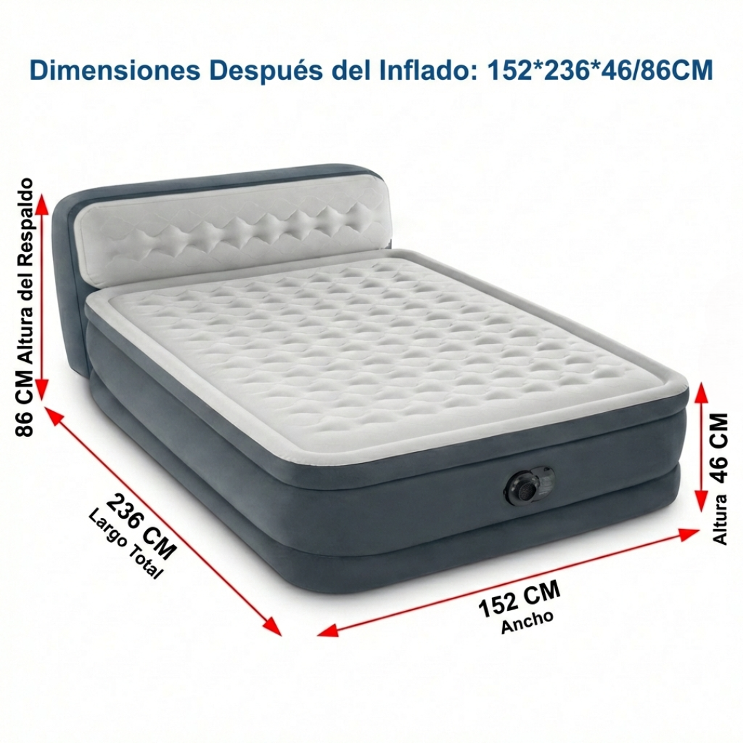 Colchón AutoInflable 2 Plazas Con Respaldo