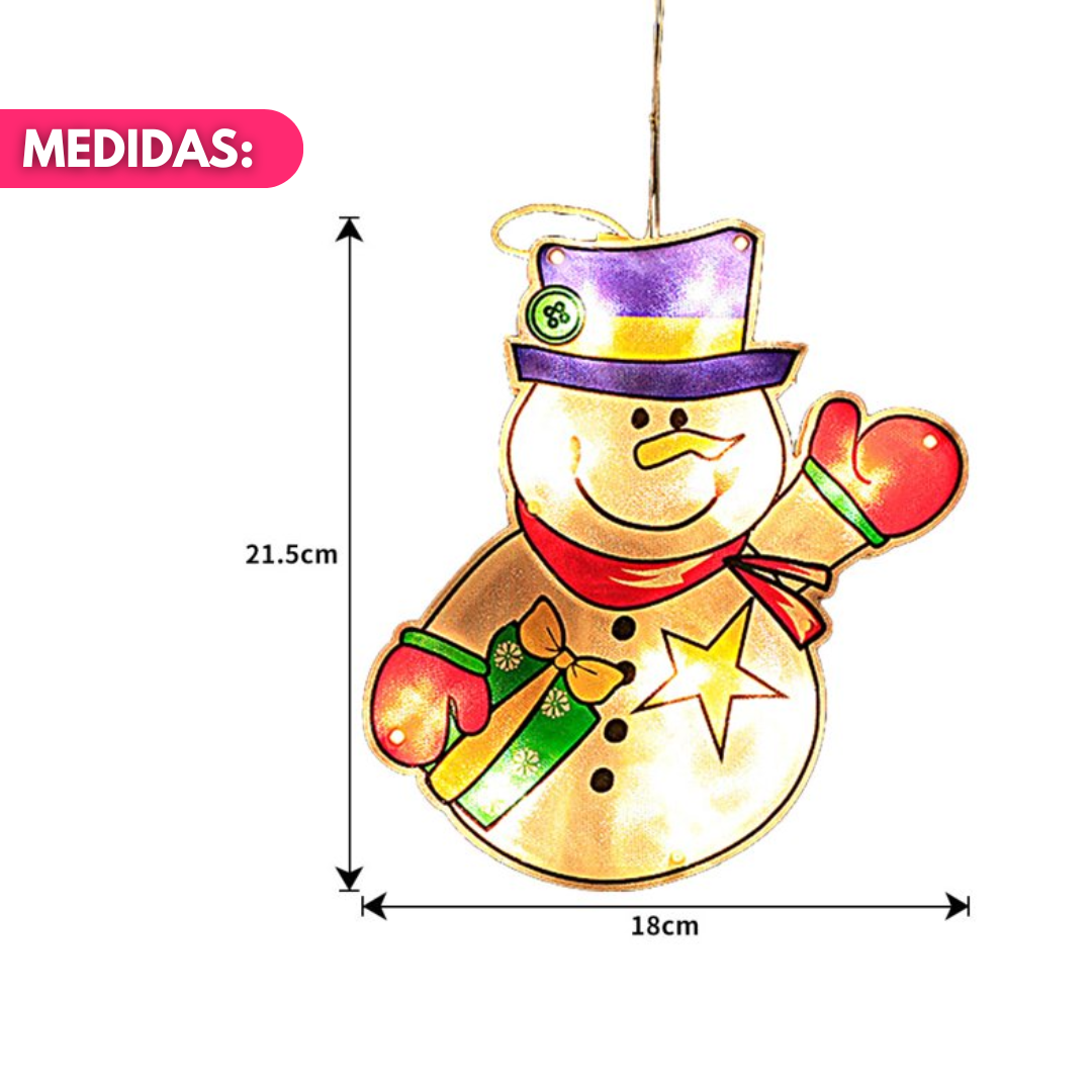Set 3 Adornos Navideños de Ventana con Luz LED