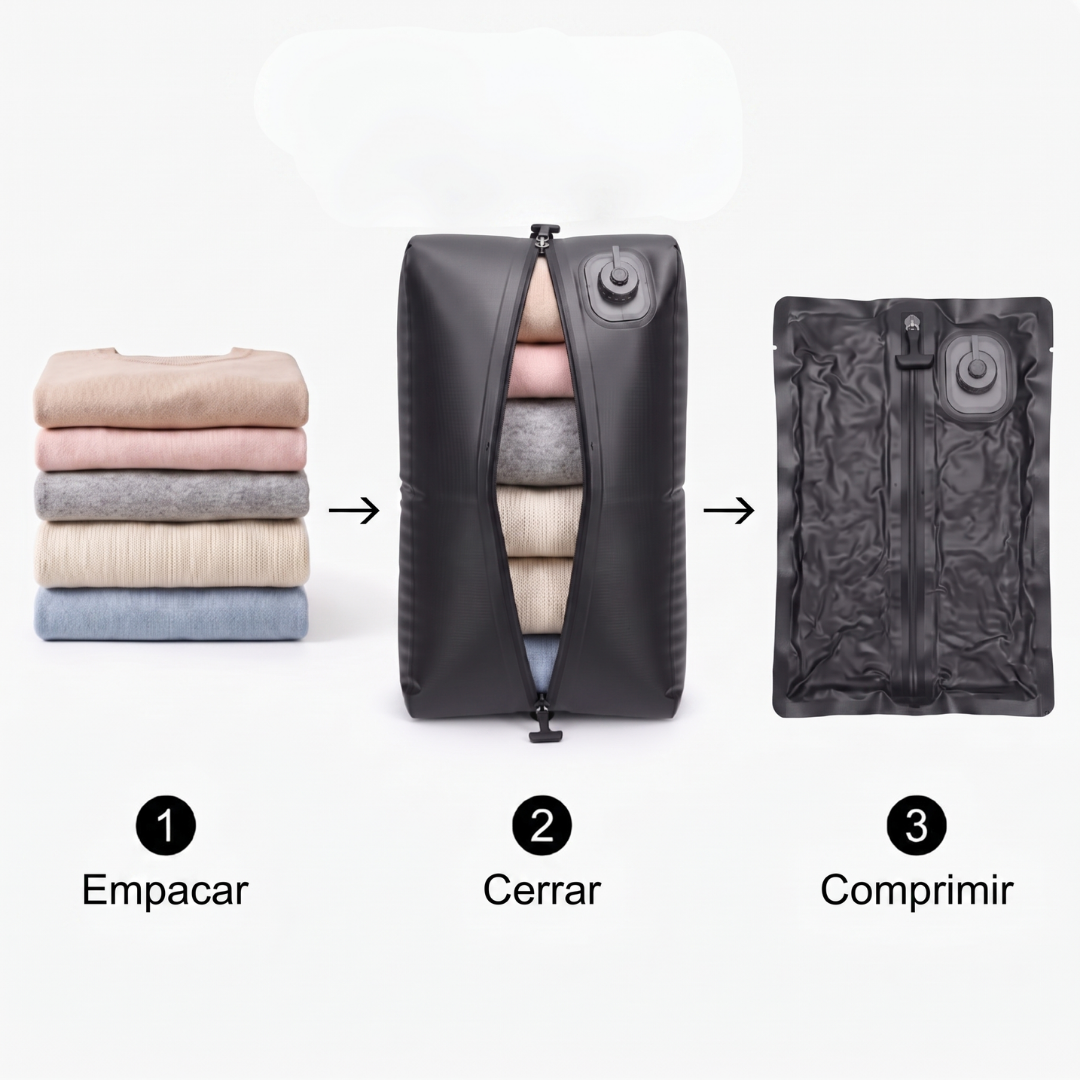 Bolsa de Vacío para Ropa de Viaje 20L con Bomba Integrada Recargable para Valija