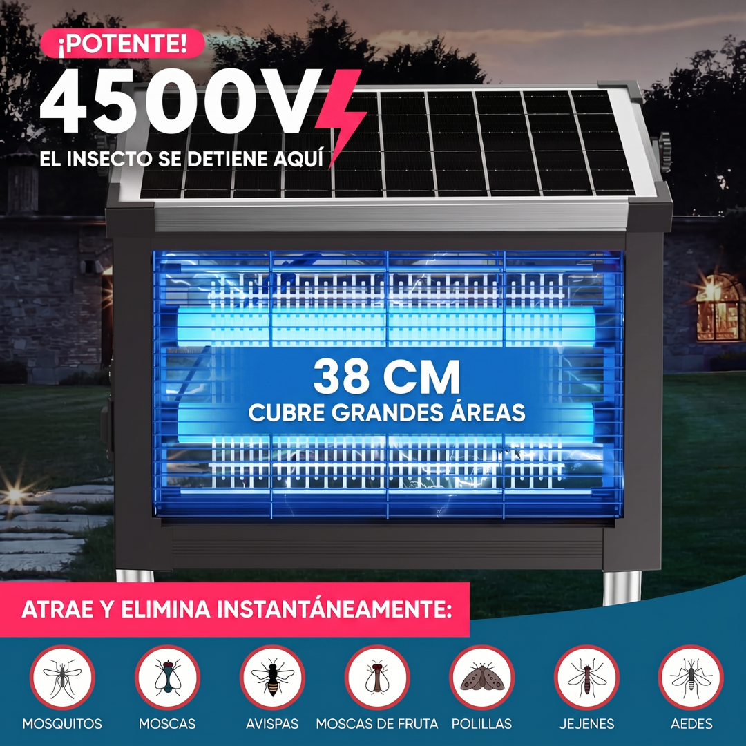 Lámpara Mata Mosquitos Solar UV para Exterior e Interior