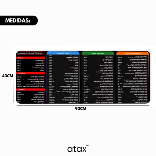 Alfombrilla Para Mouse Con Atajos Excel Word Español atax - Muy Moderna Uruguay