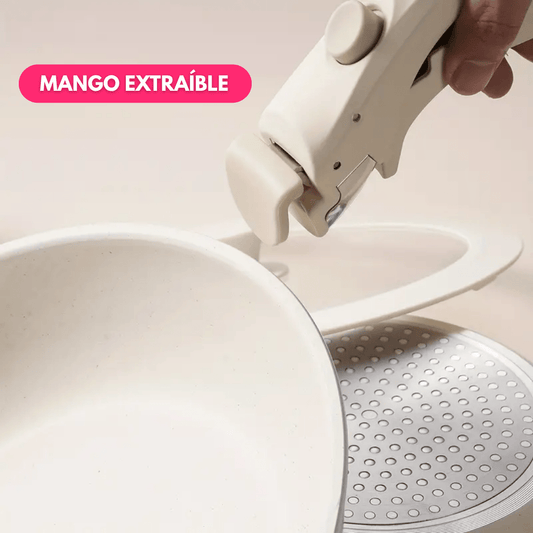 Juego de Ollas Antiadherente 11 Piezas Con Mango Removible - Muy Moderna Uruguay