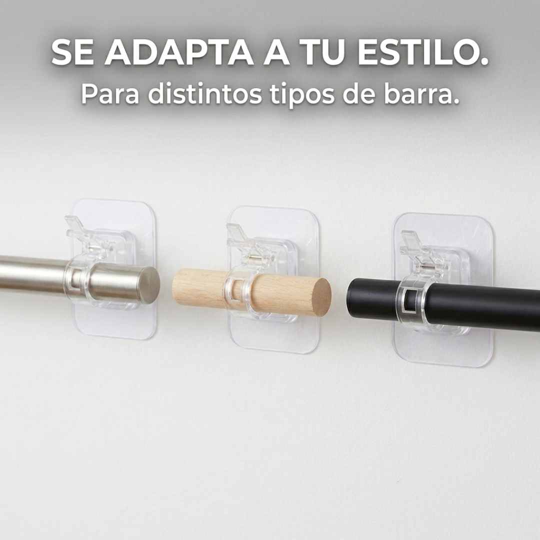 Soportes Adhesivos para Barra de Cortina x8 Sin Perforar