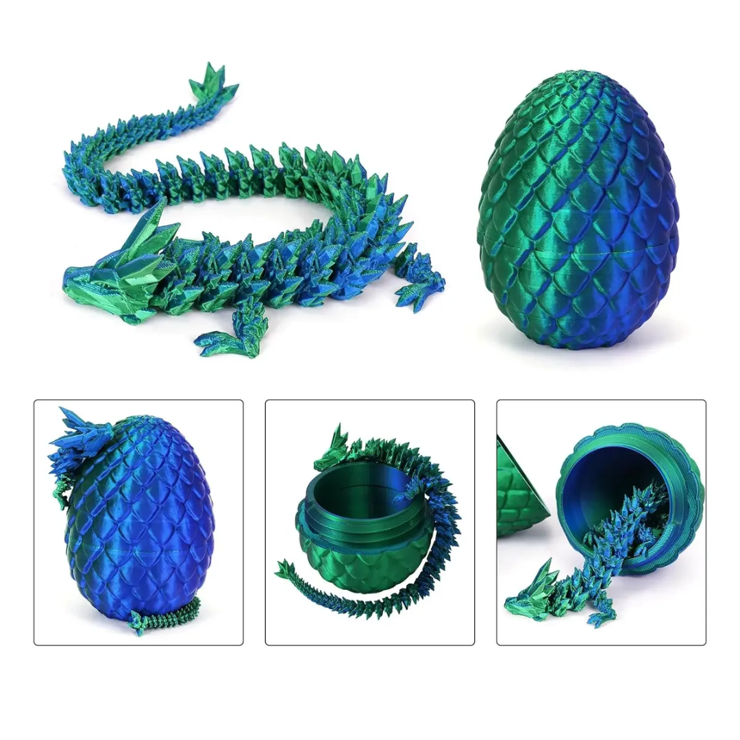 Set Coleccionable de 4 Dragones Articulados Impresos en 3D con Huevo