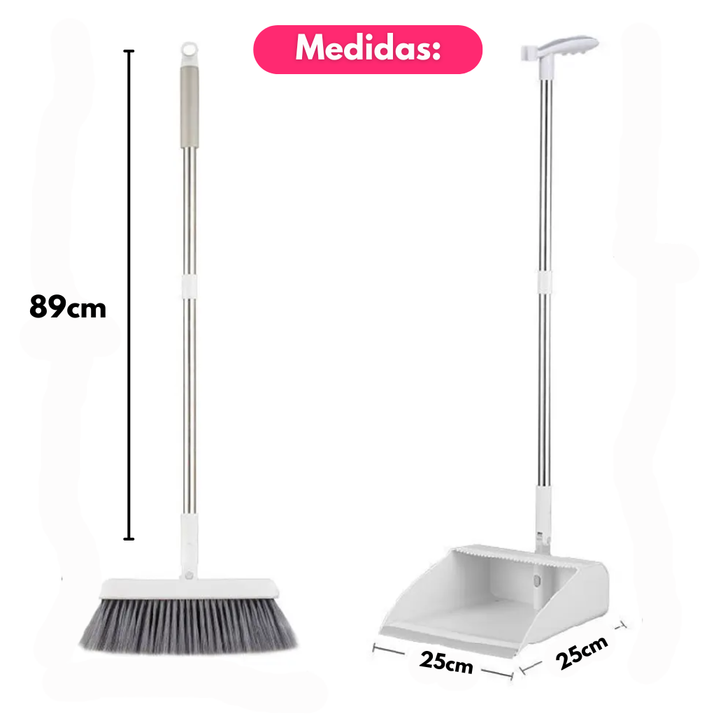 Set de Escoba y Pala Atrapa Pelos de 90cm