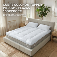 Cubre Colchón Topper Pillow 2 Plazas 150x200cm 10cm Extra Confort