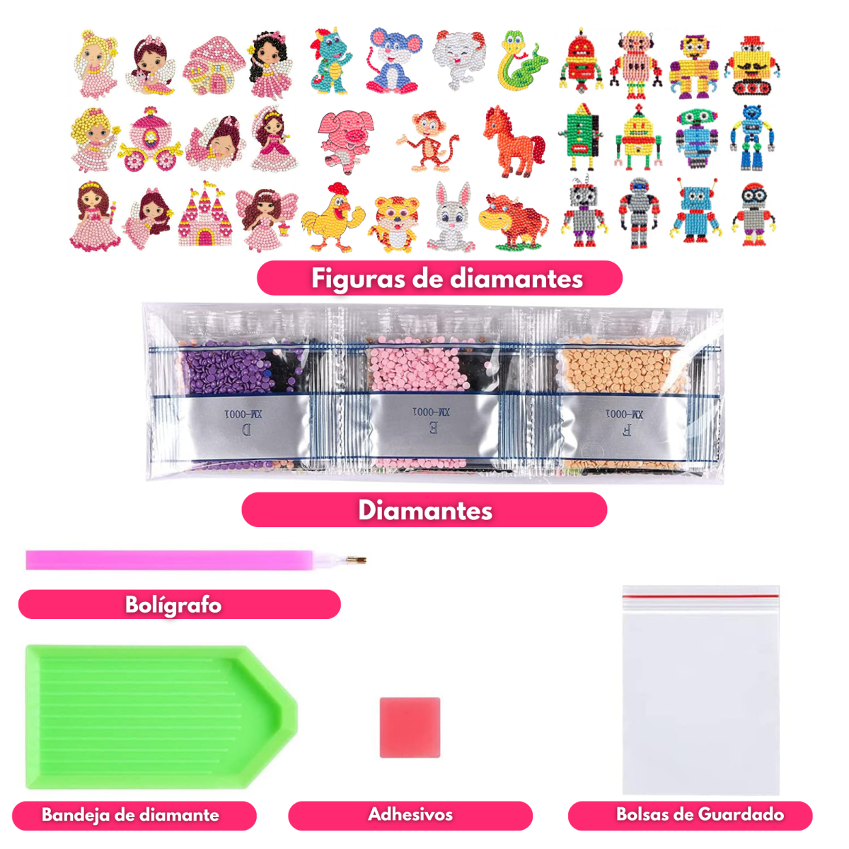 Kit Diamond Painting Niños Pintura Con Diamantes 36 Stickers - Muy Moderna Uruguay