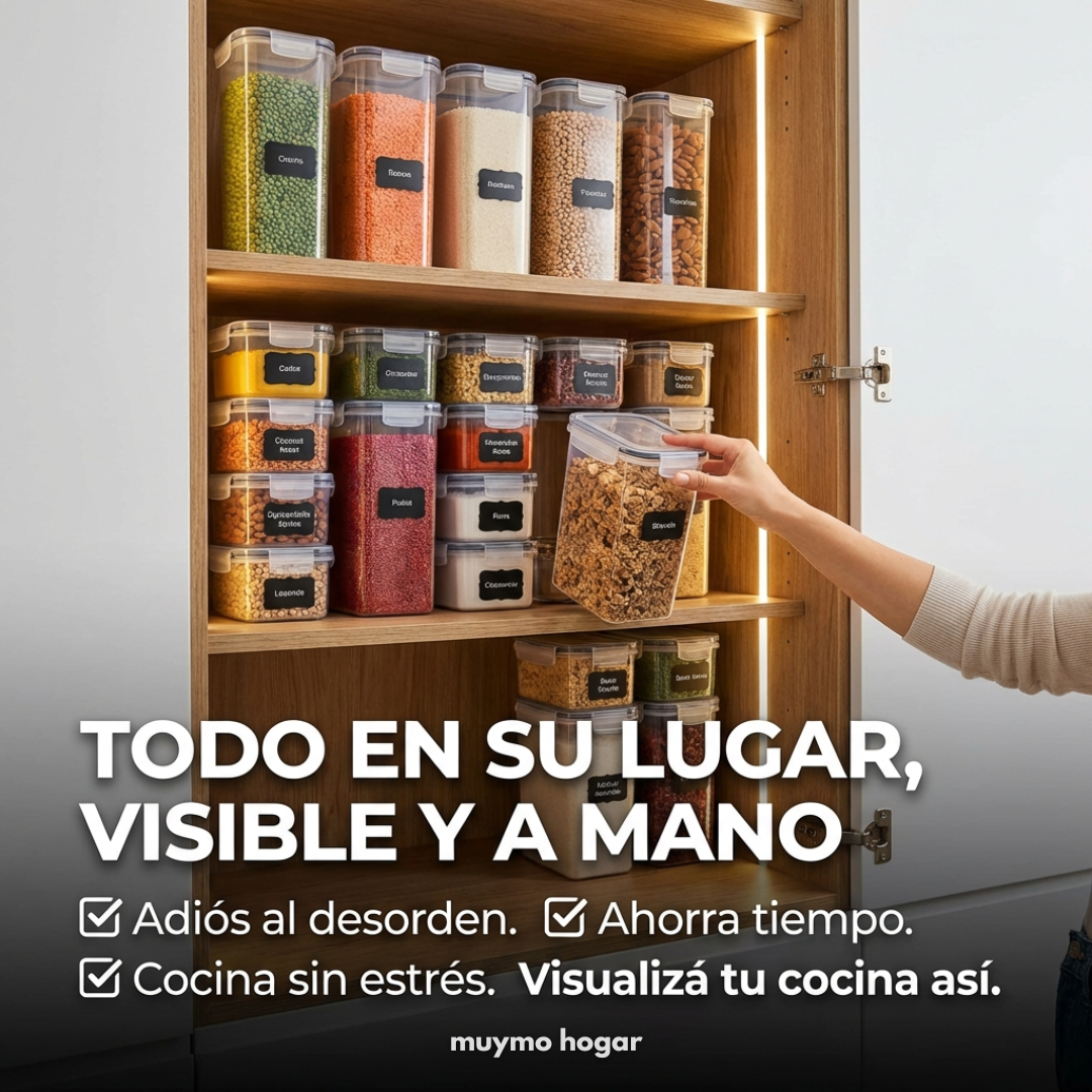 Set 24 contenedores plásticos con tapa - muymo hogar