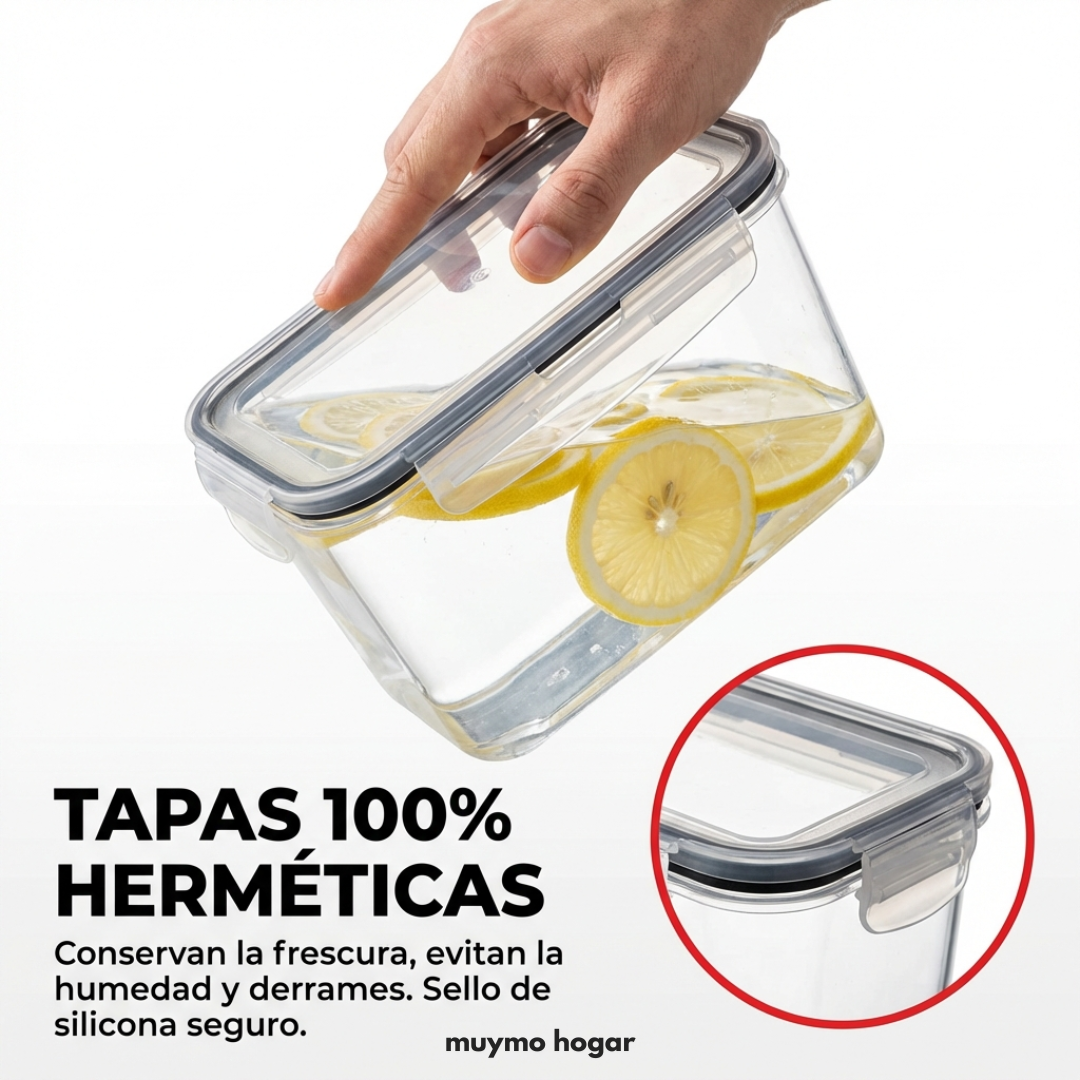 Set 24 contenedores plásticos con tapa - muymo hogar