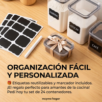 Set 24 contenedores plásticos con tapa - muymo hogar