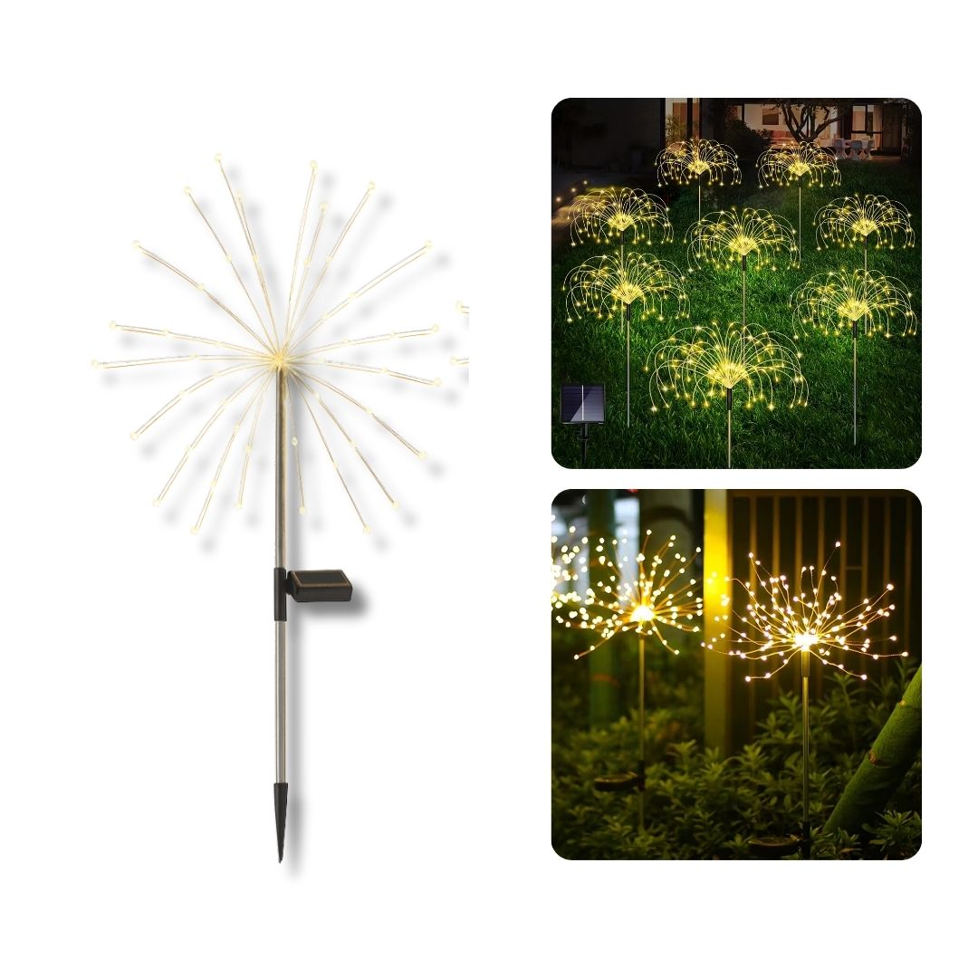 Luz Solar Exterior Decorativa Jardín Efecto Fuegos Artificiales