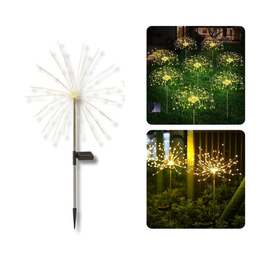 Luz Solar Exterior Decorativa Jardín Efecto Fuegos Artificiales