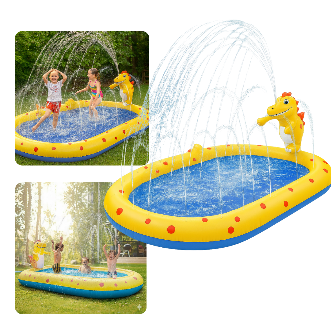 Piscina Inflable Infantil 170cm Con Rociador De Dinosaurio