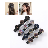 Pinzas Cabello Pelo Strass Flores Brillantes Set x4