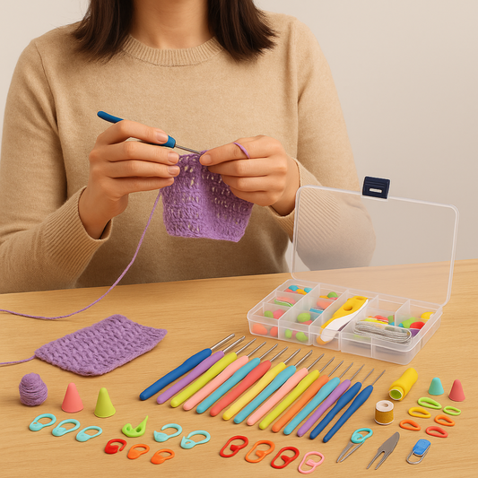 Kit de Crochet 55 Piezas con Estuche Rígido y Agujas Ergonómicas