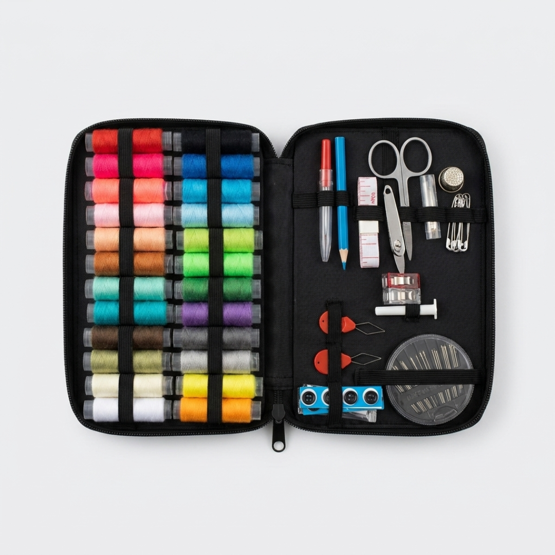 Kit de Costura Completo Portátil con Hilos Agujas Tijera y Cinta Métrica