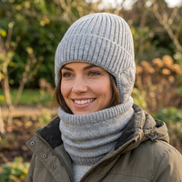 Gorro con Orejeras y Cuello Bufanda Set Tejido