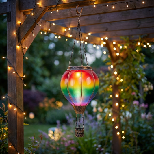 Lámpara Solar Globo Aerostático Colgante Decorativa Jardín - Muy Moderna Uruguay
