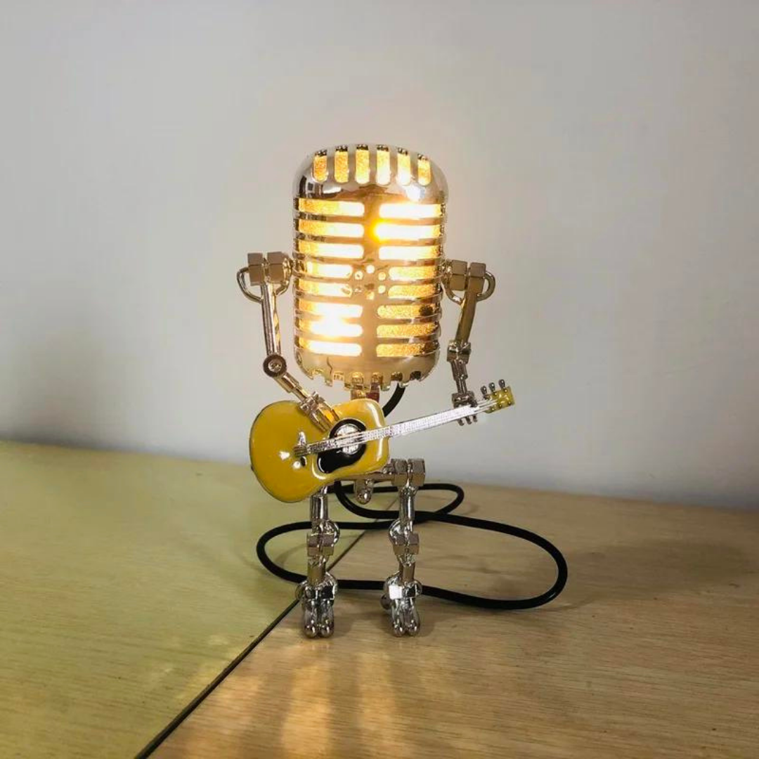 Micrófono Retro Decorativo Con Luz Led
