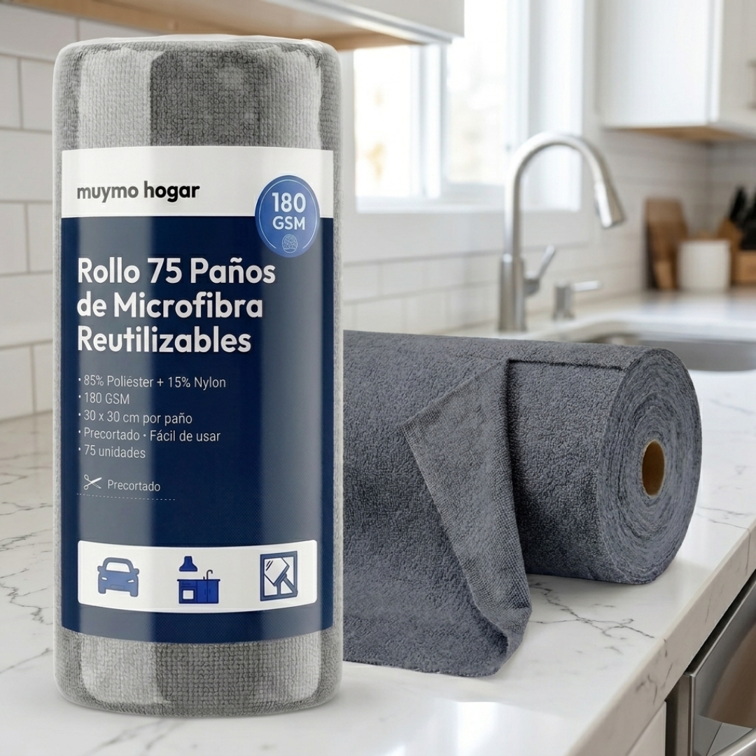 Rollo 75 Paños de Microfibra Reutilizables - muymo