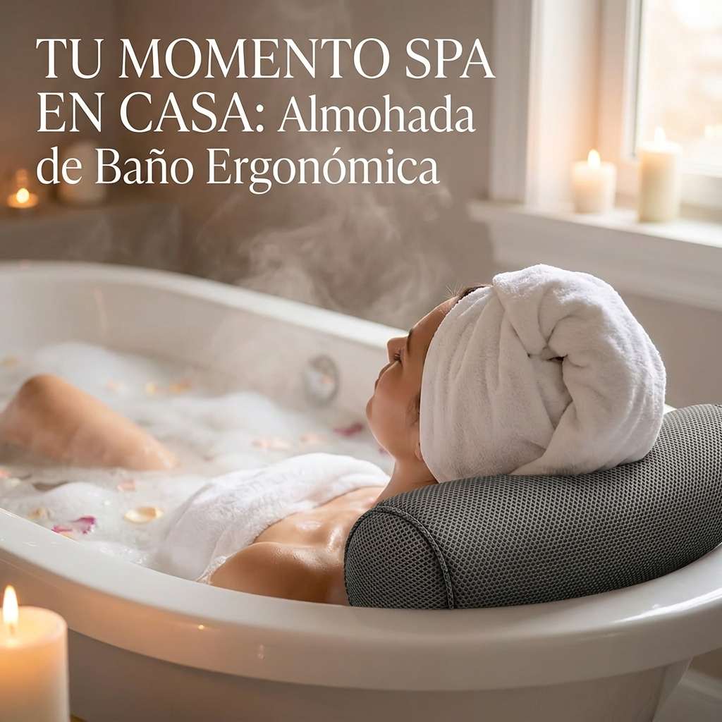 Almohada Bañera Antideslizante Ventosas Soporte Espalda Cuello