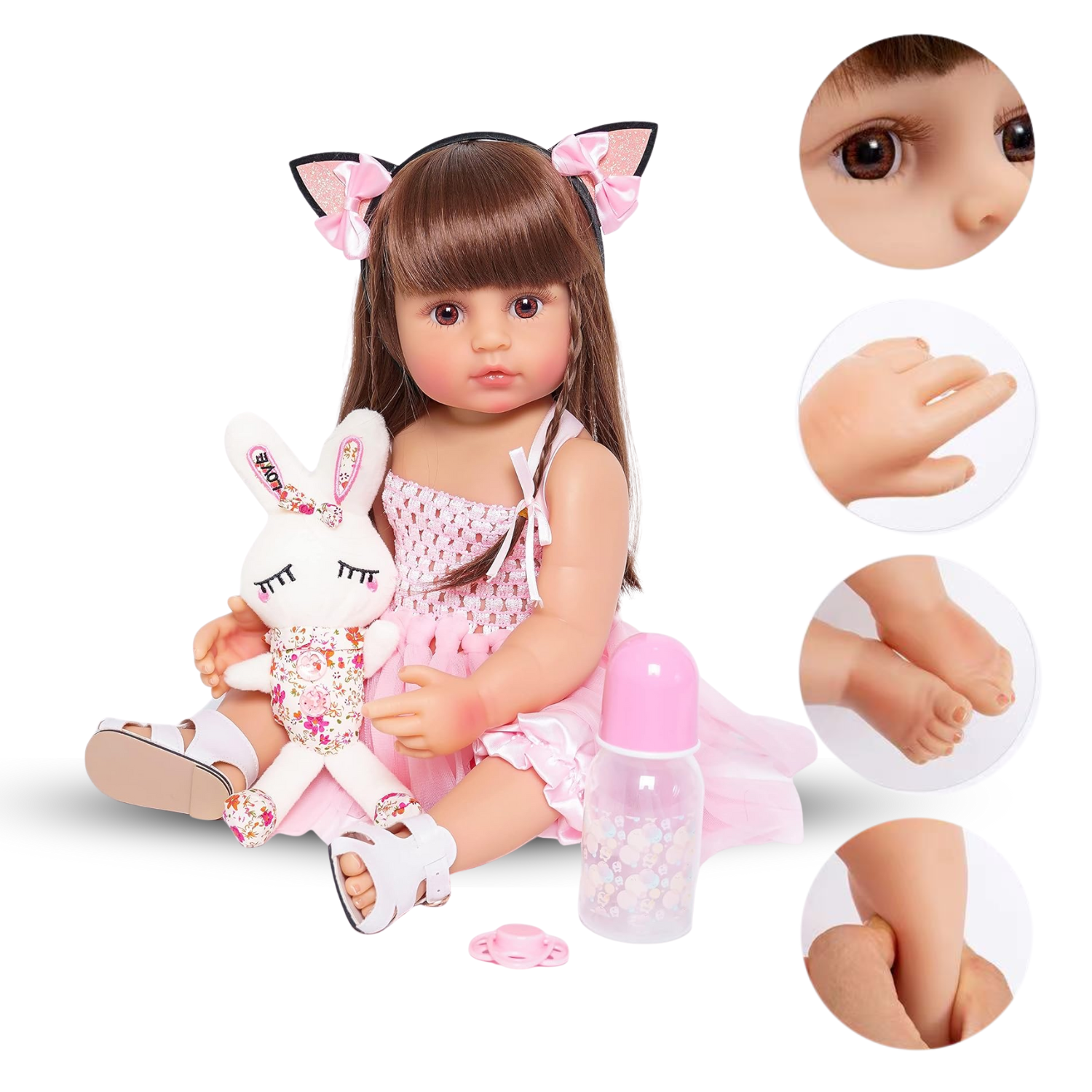 Muñeca Reborn Realista 55cm Con Peluche Juguete Infantil