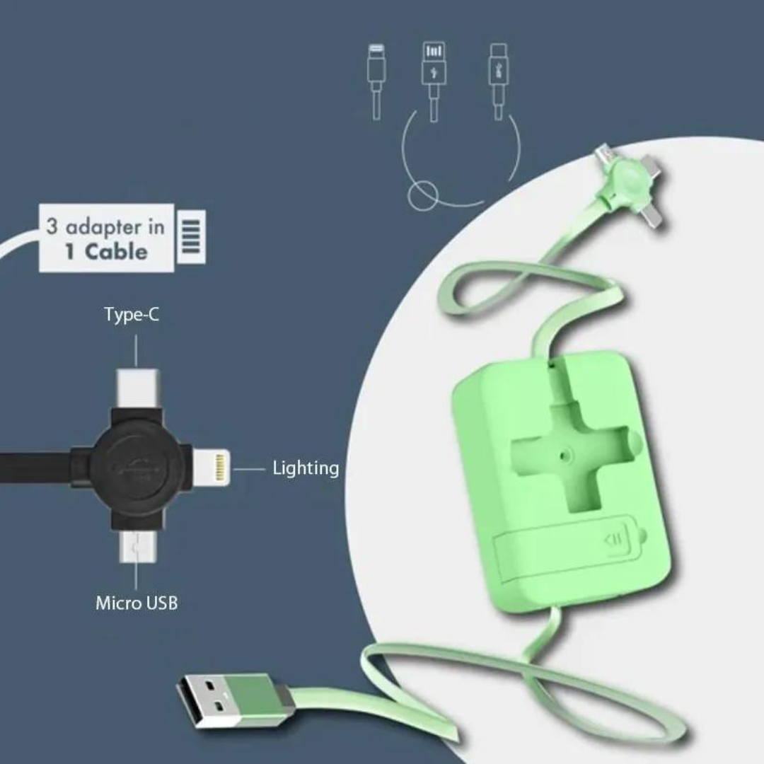 Cable de Carga 3 en 1 con Soporte para Celular