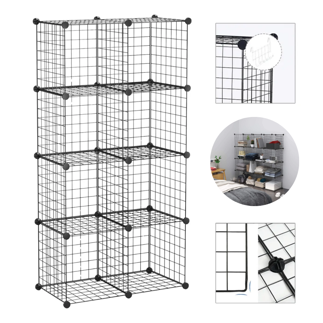 Estantería Organizadora Modular Con Malla De Hierro 8 Cubos