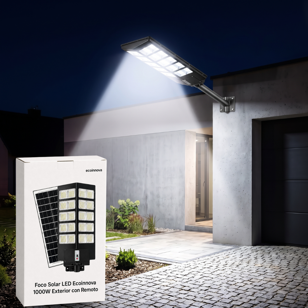 Foco Solar Led 1000w Exterior Alumbrado C/Remoto - Ecoinnova