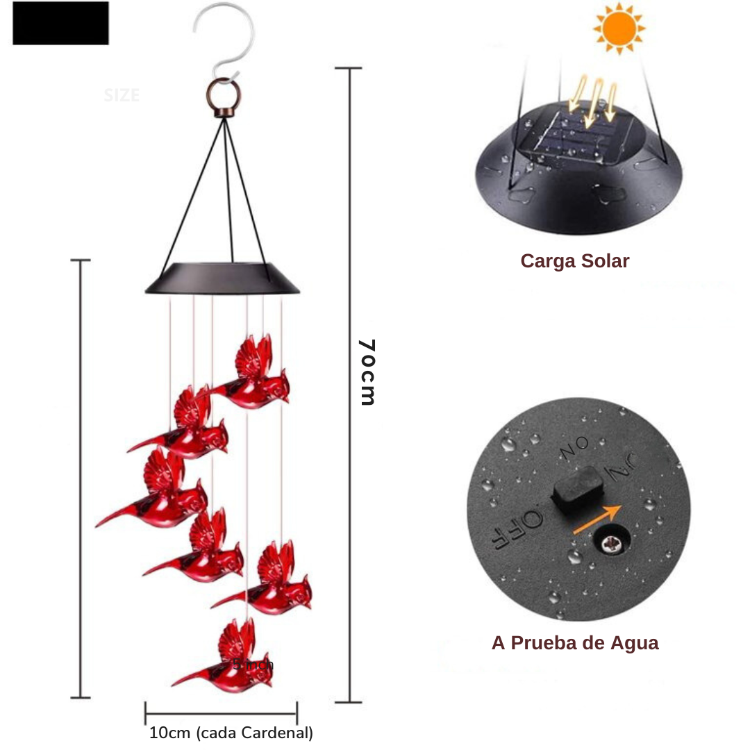 Llamador de Ángeles de Cardenales LED Solar